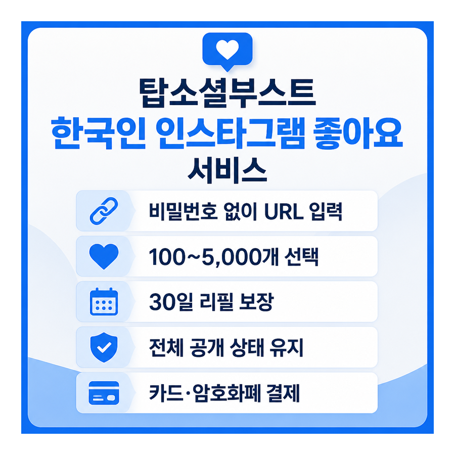탑소셜부스트, 한국인 인스타그램 좋아요 서비스 제공…비밀번호 없이 URL만 입력