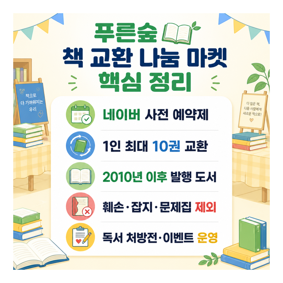 푸른숲 제1회 책 교환 나눔 마켓 다녀온 후기｜사전 예약부터 교환 방법까지