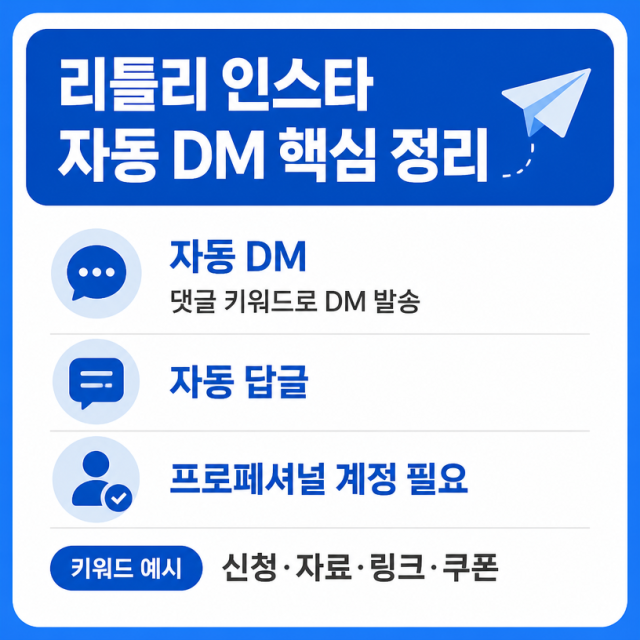 리틀리 인스타 자동 DM 기능 정리: 댓글 키워드로 DM·답글 자동화