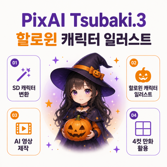 PixAI Tsubaki.3로 할로윈 캐릭터 일러스트와 영상까지 만드는 법