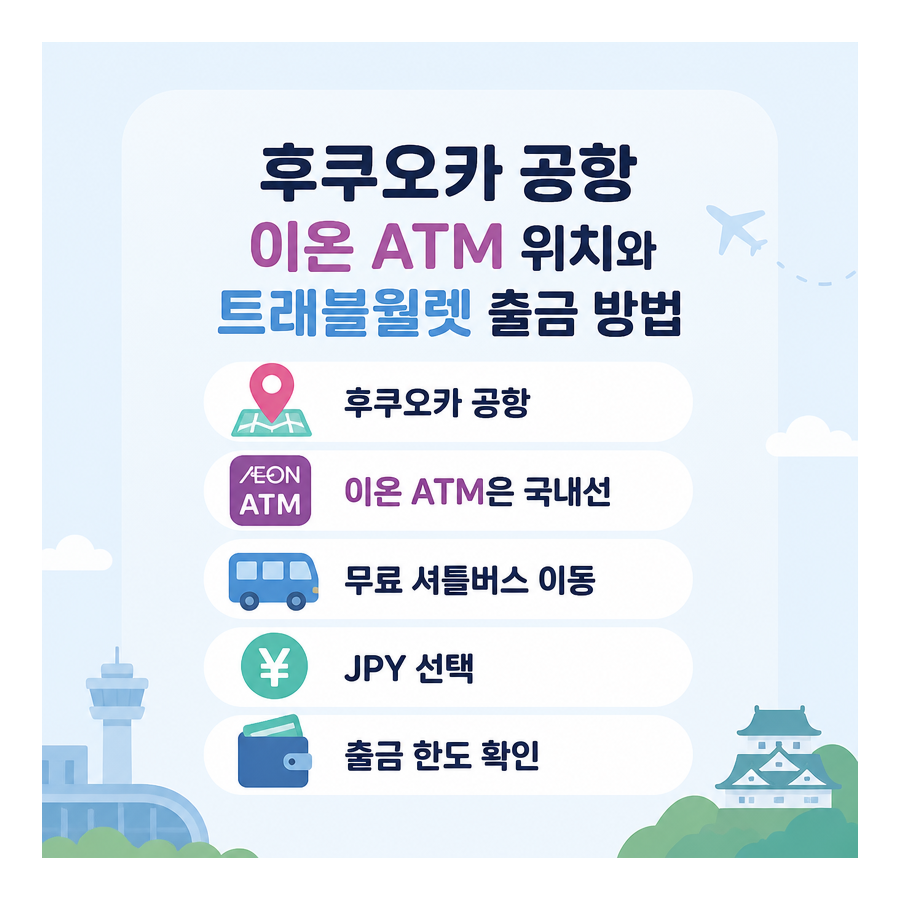 후쿠오카 공항 이온 ATM 위치와 트래블월렛 엔화 출금 방법 정리