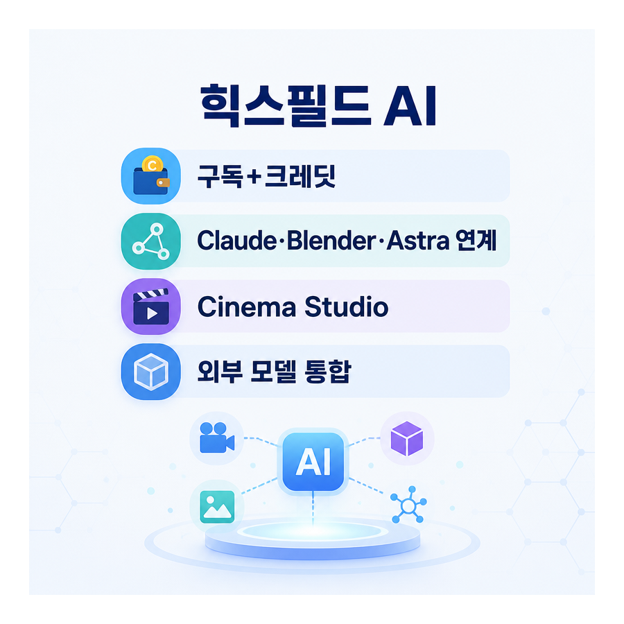 힉스필드 AI, Claude·Blender·GPT-6 Astra와 연결되는 영상·이미지 플랫폼 정리