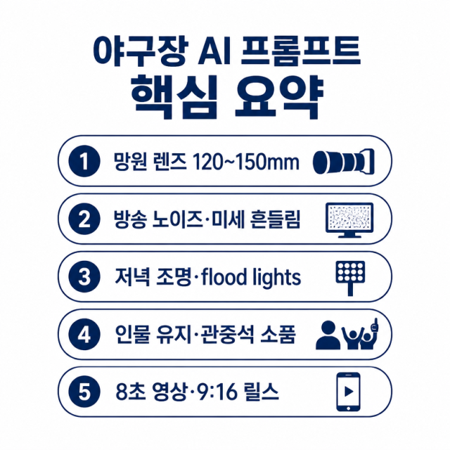 야구장 AI 프롬프트 만드는법: 중계 화면처럼 자연스럽게 연출하는 핵심 포인트