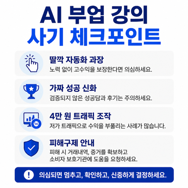 AI·이커머스 고액 부업 강의 사기 수법과 피해 예방법 정리