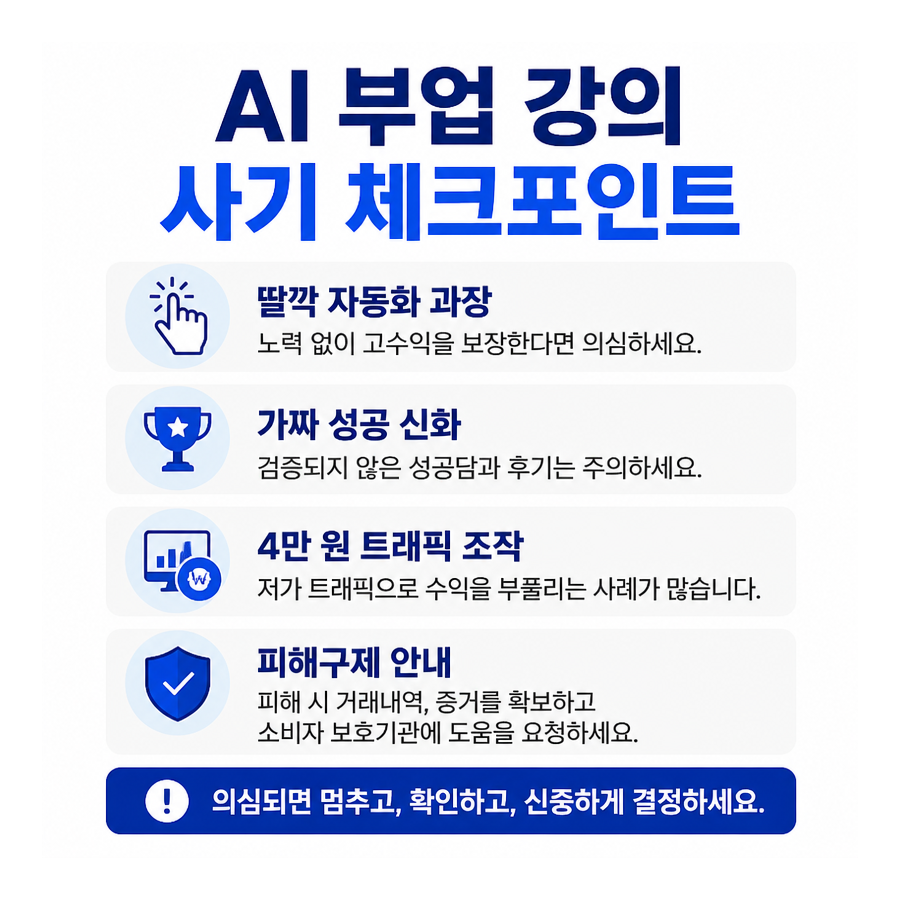 AI·이커머스 고액 부업 강의 사기 수법과 피해 예방법 정리