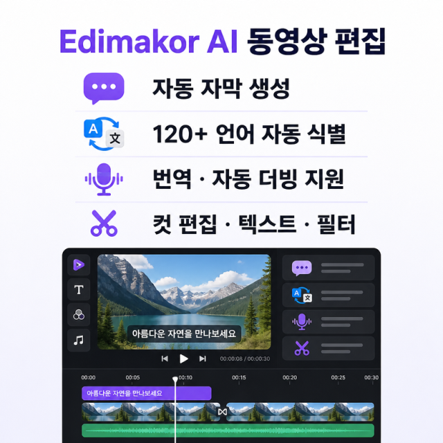 Edimakor, 자동 자막·번역·더빙까지 한 번에 지원하는 AI 동영상 편집 프로그램