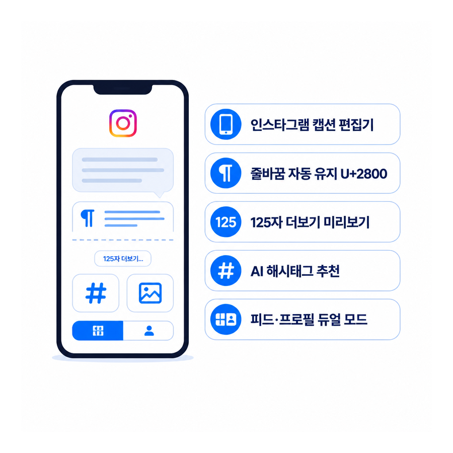 인스타그램 캡션 편집기, 줄바꿈·해시태그·미리보기까지 한 번에