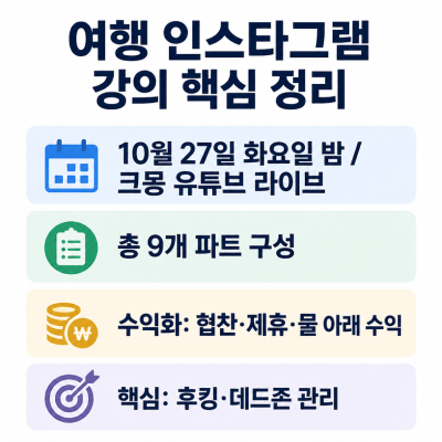 허니블링 여행 인스타그램 강의 후기: 수익화부터 후킹·편집까지 정리
