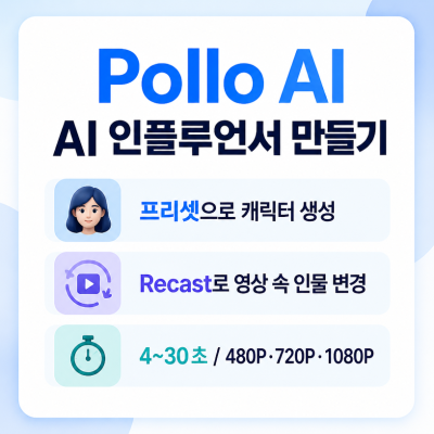 Pollo AI로 AI 인플루언서 만들기, 프리셋과 Recast 사용법 정리
