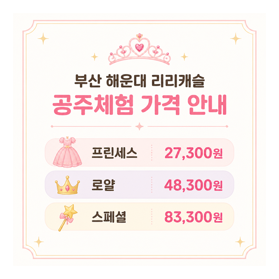 부산 해운대 리리캐슬 후기｜5세 딸 생일 공주체험 가격·예약·주차 정리